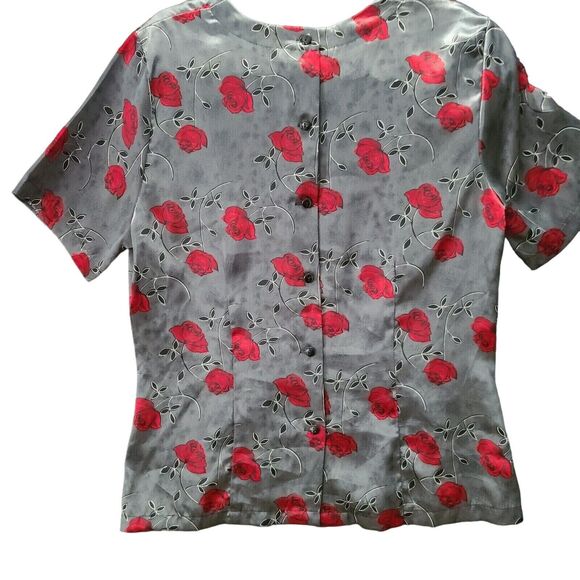 Christie & Jill Womens Button Up Multi-Color Size 10 100% Polyester Short Sleeve - Picture 1 of 12